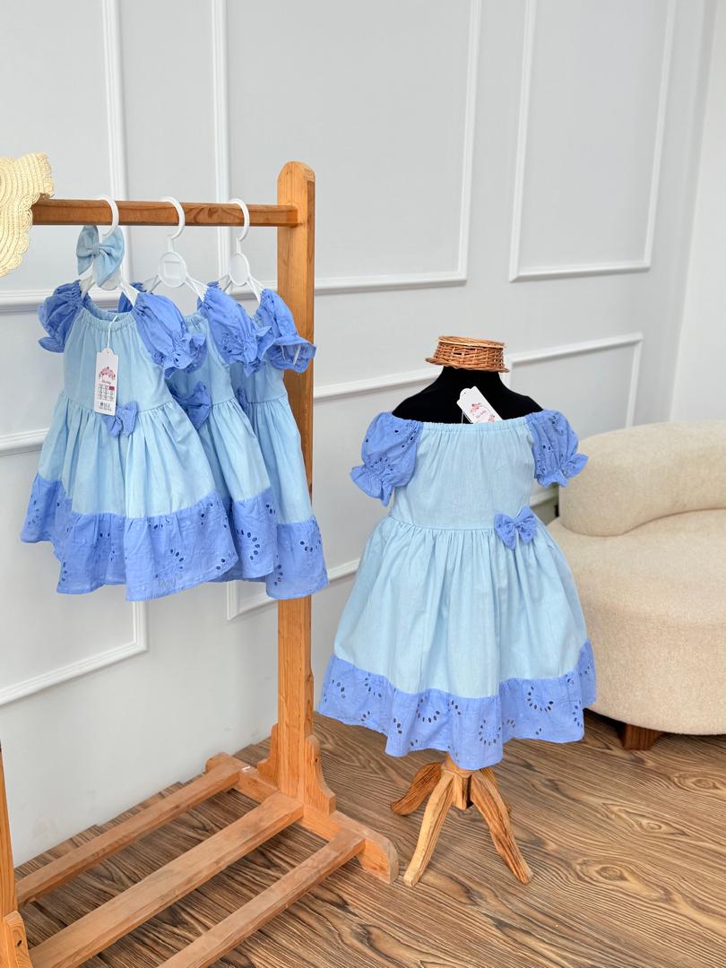 کد 2455 پیراهن سوزندوزی طرح بلوبری