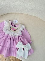 کد ۲۴۶۰ پیراهن یقه گلدوزی طرح یاس - Image 2