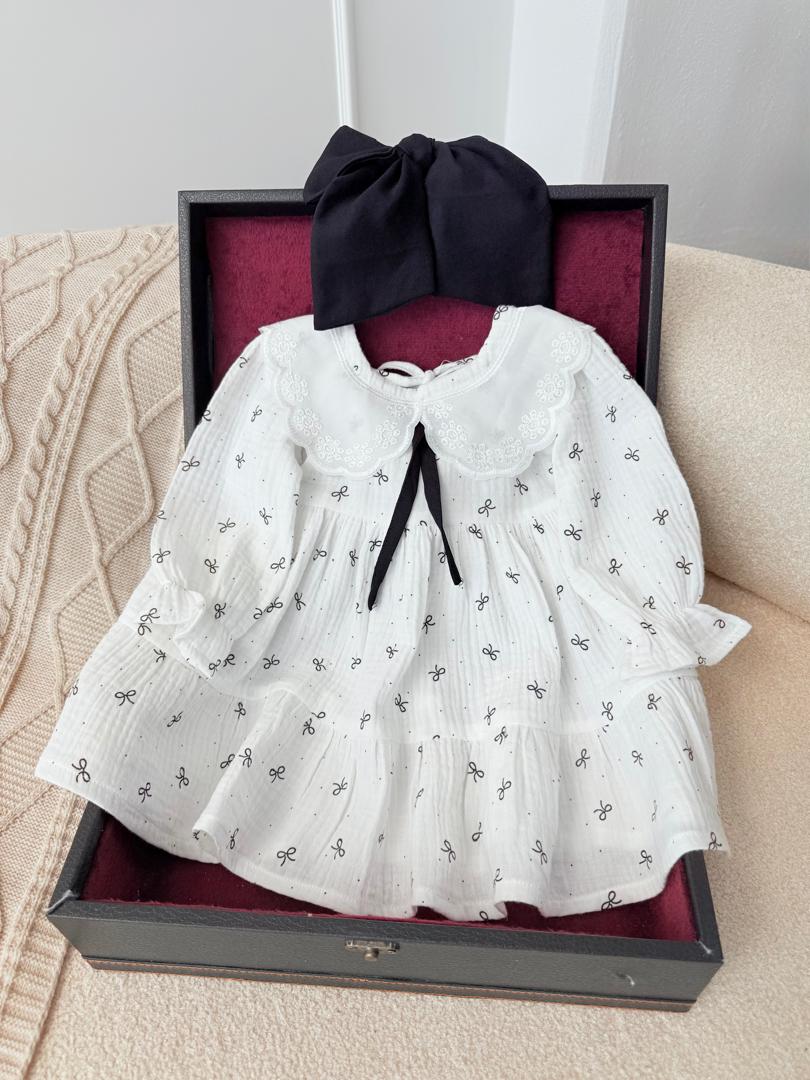 کد ۲۵۱۶ پیراهن موسلین پاپیون مشکی