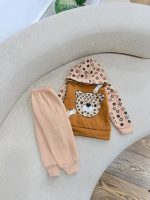 کد ۲۵۸۵ هودی شلوار توکرکی طرح خرس  HI HI HI - Image 5