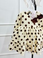 کد ۲۵۹۲ پیراهن طرح آیوا خالخالی کرم قهوه ای - Image 3
