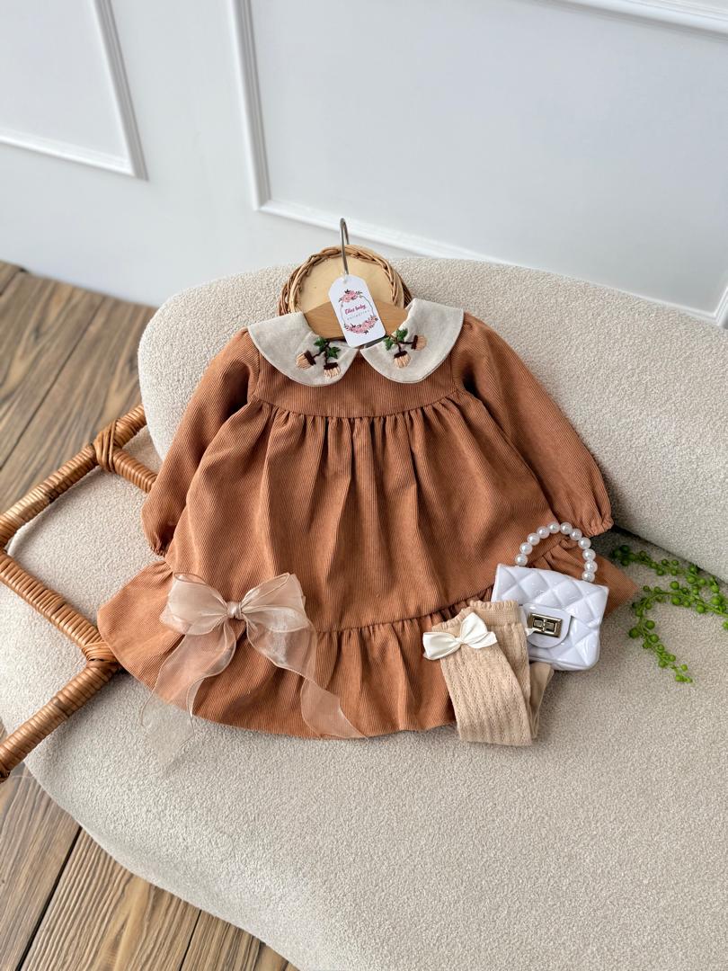 کد ۲۶۰۳ پیراهن کبریتی یقه گلدوزی طرح دل آنا