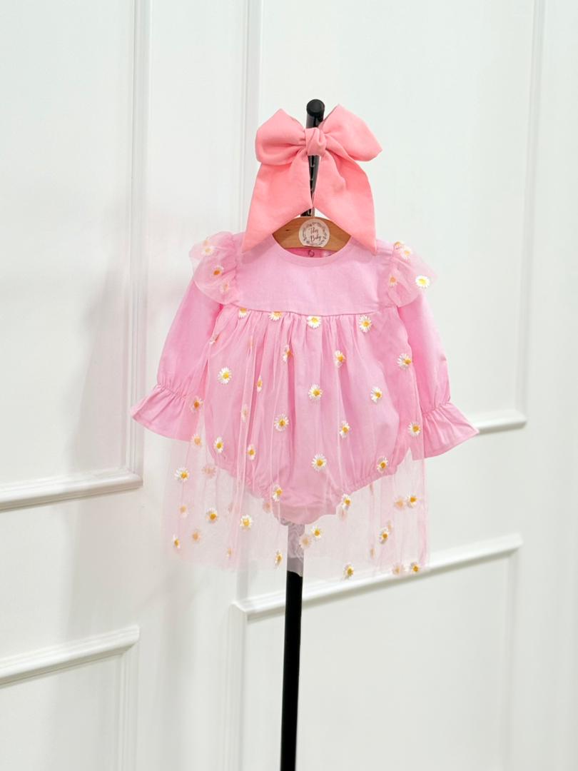 کد ۲۶۵۳ پیراهن طرح بابونه صورتی