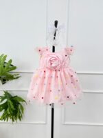 کد ۲۶۸۵ پیراهن توری صورتی با گل برجسته طرح نگاه