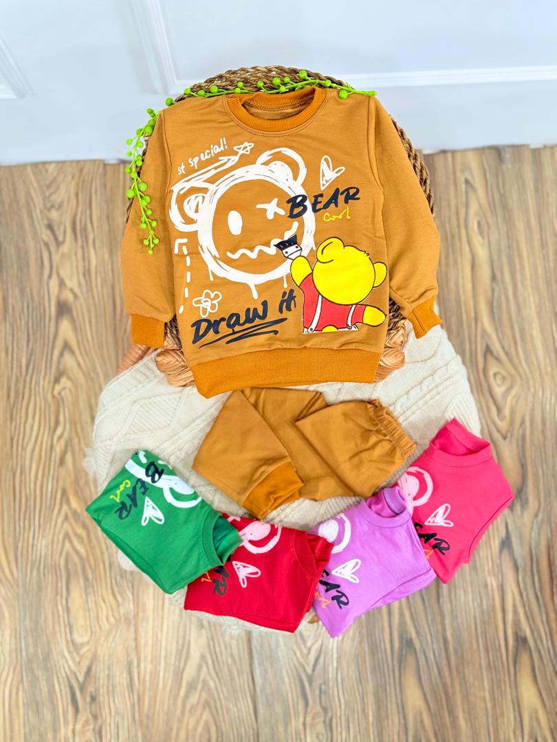 کد ۲۶۹۹ بلوز شلوار طرح خرس نقاش