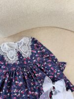 کد ۲۷۶۹ پیراهن کبریتی طرح دار گل ریز سرمه ای طرح پونه - Image 4