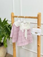 کد ۲۸۰۰ سارافون +کت شنل چهارخونه صورتی - Image 6