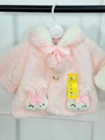 کد 2831 شنل وارداتی طرح خرگوش پاپیون صورتی - Image 4