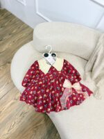 کد ۲۸۱۴ پیراهن لینن کرکی قرمز (زرشکی روشن) - Image 6