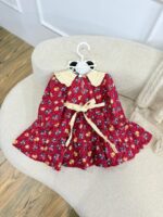 کد ۲۸۱۴ پیراهن لینن کرکی قرمز (زرشکی روشن) - Image 2