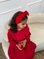 کد ۲۸۲۲ پیراهن قرمز یقه سوزندوزی طرح سارینا - Image 2