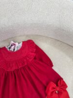 کد ۲۸۲۲ پیراهن قرمز یقه سوزندوزی طرح سارینا - Image 7