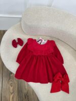 کد ۲۸۲۲ پیراهن قرمز یقه سوزندوزی طرح سارینا