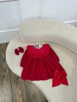 کد ۲۸۲۲ پیراهن قرمز یقه سوزندوزی طرح سارینا - Image 8