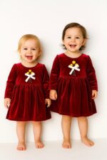 کد ۲۸۲۳ پیراهن مخمل کره ای جلوگلدوزی طرح گل - Image 2