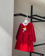 کد ۲۸۲۳ پیراهن مخمل کره ای جلوگلدوزی طرح گل