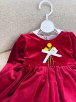 کد ۲۸۲۳ پیراهن مخمل کره ای جلوگلدوزی طرح گل - Image 3