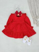 کد ۲۸۳۷ پیراهن طرح پفکی قرمز - Image 3