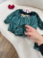 کد ۲۸۳۹ بادی مخمل سبز سه گل - Image 4