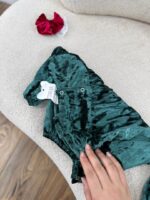 کد ۲۸۳۹ بادی مخمل سبز سه گل - Image 2