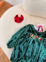 کد ۲۸۳۹ بادی مخمل سبز سه گل - Image 3