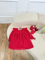 کد ۲۸۴۰ پیراهن دانتل قرمز طرح ونک