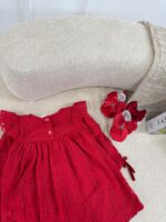 کد ۲۸۴۰ پیراهن دانتل قرمز طرح ونک - Image 4