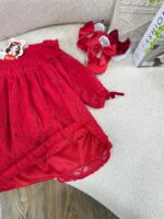 کد ۲۸۴۰ پیراهن دانتل قرمز طرح ونک - Image 6