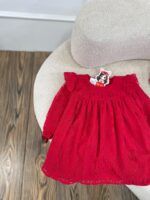 کد ۲۸۴۰ پیراهن دانتل قرمز طرح ونک - Image 9