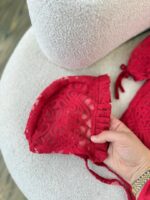 کد ۲۸۴۰ پیراهن دانتل قرمز طرح ونک - Image 3