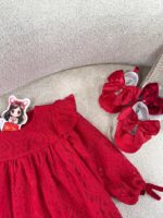 کد ۲۸۴۰ پیراهن دانتل قرمز طرح ونک - Image 8