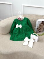 کد ۲۸۴۹ پیراهن سوزندوزی سبز طرح هدیه - Image 5