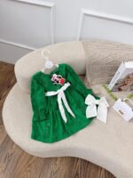 کد ۲۸۴۹ پیراهن سوزندوزی سبز طرح هدیه - Image 3