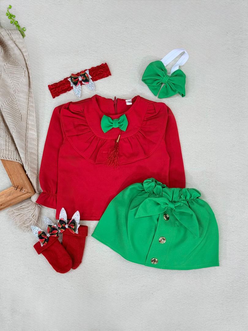 کد ۲۸۶۱ بلوز قرمز و دامن سبز مازراتی