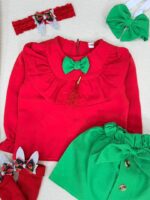 کد ۲۸۶۱ بلوز قرمز و دامن سبز مازراتی - Image 5