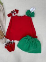 کد ۲۸۶۱ بلوز قرمز و دامن سبز مازراتی - Image 2