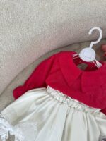 کد ۲۸۶۲ بلوز قرمز+دامن چرم سفید - Image 3