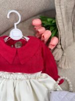 کد ۲۸۶۲ بلوز قرمز+دامن چرم سفید - Image 4