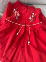 کد 2872 پیراهن  لینن گلدوزی قرمز طرح هما - Image 6