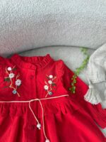 کد 2872 پیراهن  لینن گلدوزی قرمز طرح هما - Image 4