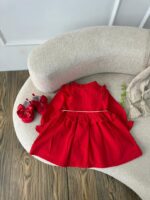 کد 2872 پیراهن  لینن گلدوزی قرمز طرح هما - Image 5