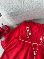 کد 2872 پیراهن  لینن گلدوزی قرمز طرح هما - Image 3