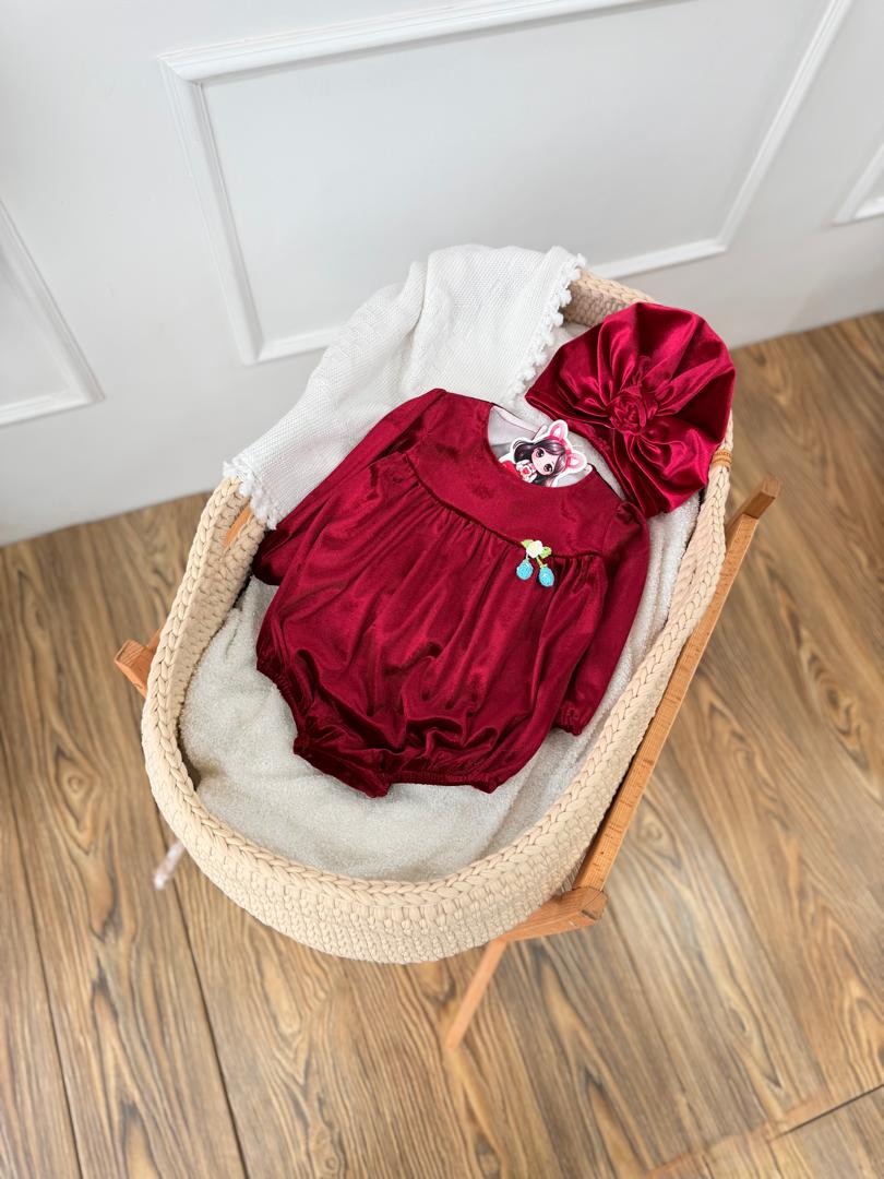 کد 2511 بادی مخمل قرمز طرح مرسانا