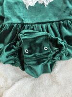 کد 2919 بادی مخمل یقه گیپور سبز طرح گندم - Image 2