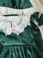 کد 2919 بادی مخمل یقه گیپور سبز طرح گندم - Image 5