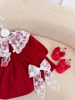 کد 2925 بادی کریسمسی یقه گیپوری طرح اسکارلت - Image 8