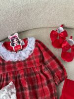 کد 2925 بادی کریسمسی یقه گیپوری طرح اسکارلت - Image 4