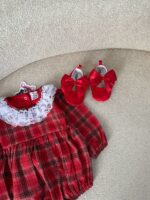 کد 2925 بادی کریسمسی یقه گیپوری طرح اسکارلت - Image 2