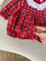 کد 2925 بادی کریسمسی یقه گیپوری طرح اسکارلت - Image 3