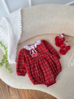 کد 2925 بادی کریسمسی یقه گیپوری طرح اسکارلت - Image 7